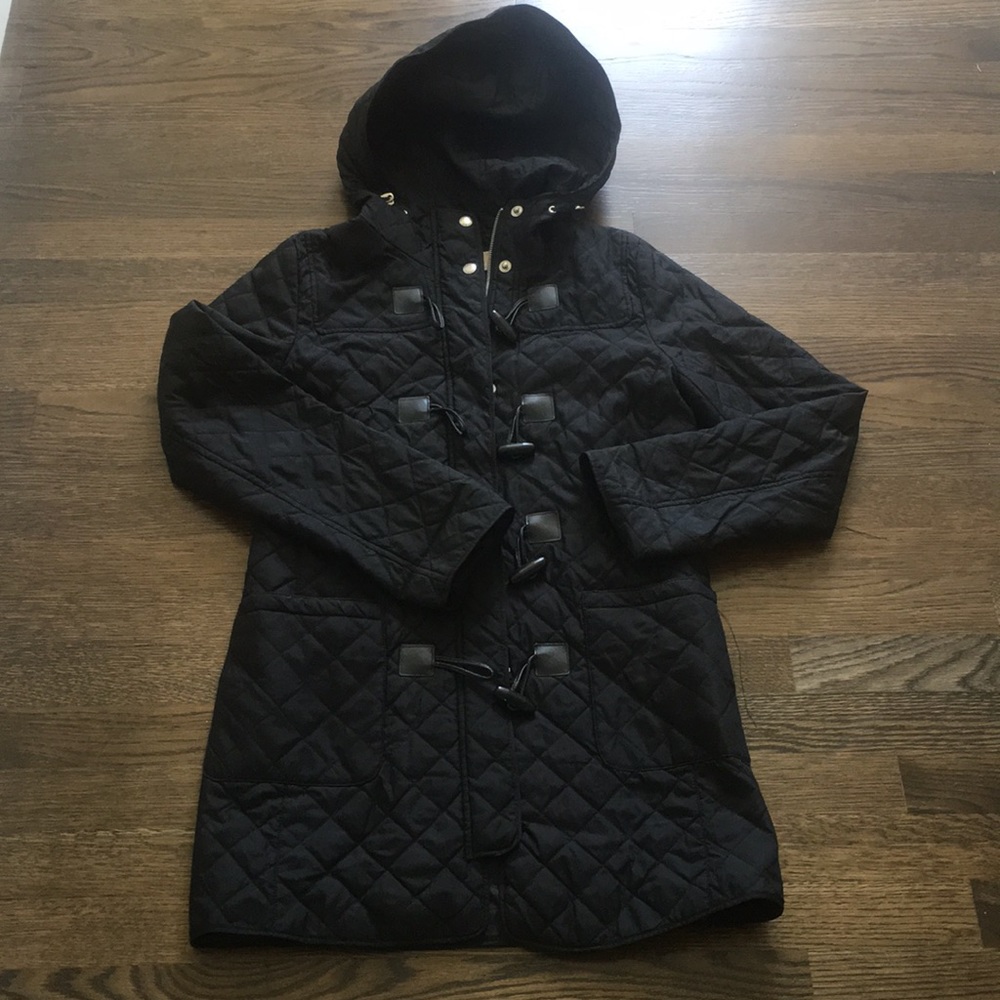 Michael Korda hooded quilted jacket with toggles